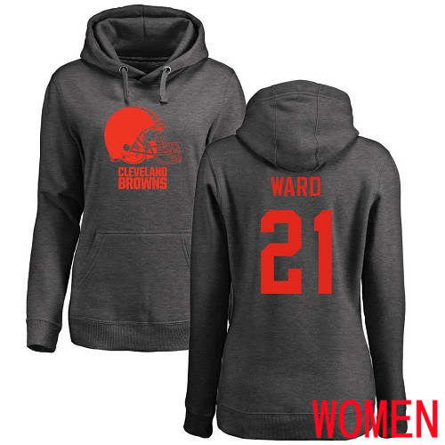 Cleveland Browns Denzel Ward Women Ash Jersey 21 NFL Football One Color Pullover Hoodie Sweatshirt